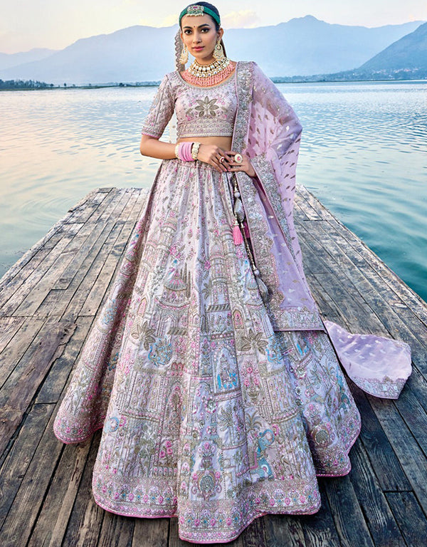contemporary lavender artsilk trendy designer party wear choli lehenga with lavender artsilk lilots-2335-136 Front View